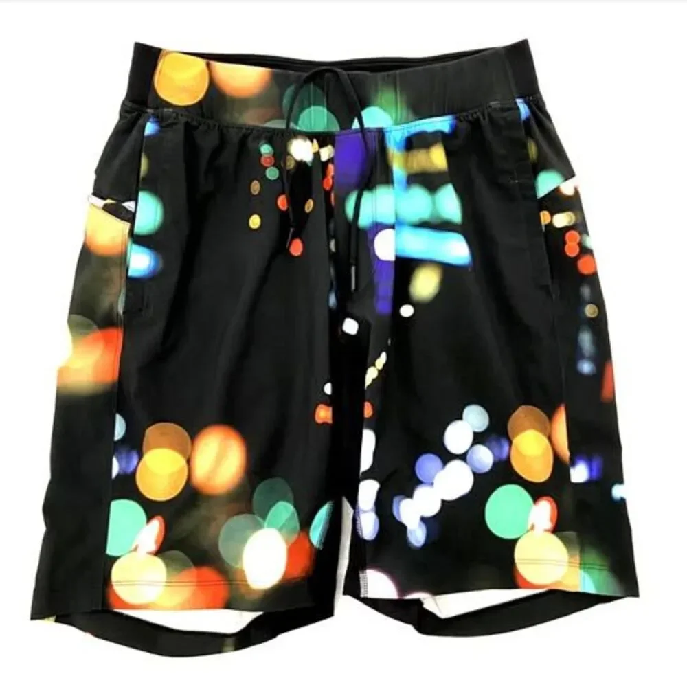Lululemon T.H.E. Unlined Shorts Mens Night Lights Colorful Drawstring Pocket M